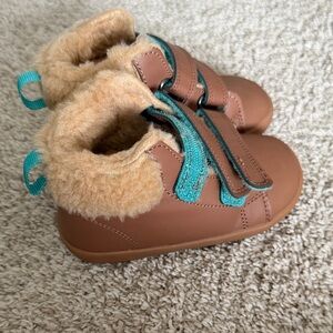 Cozy Brown and Teal Kids Boots